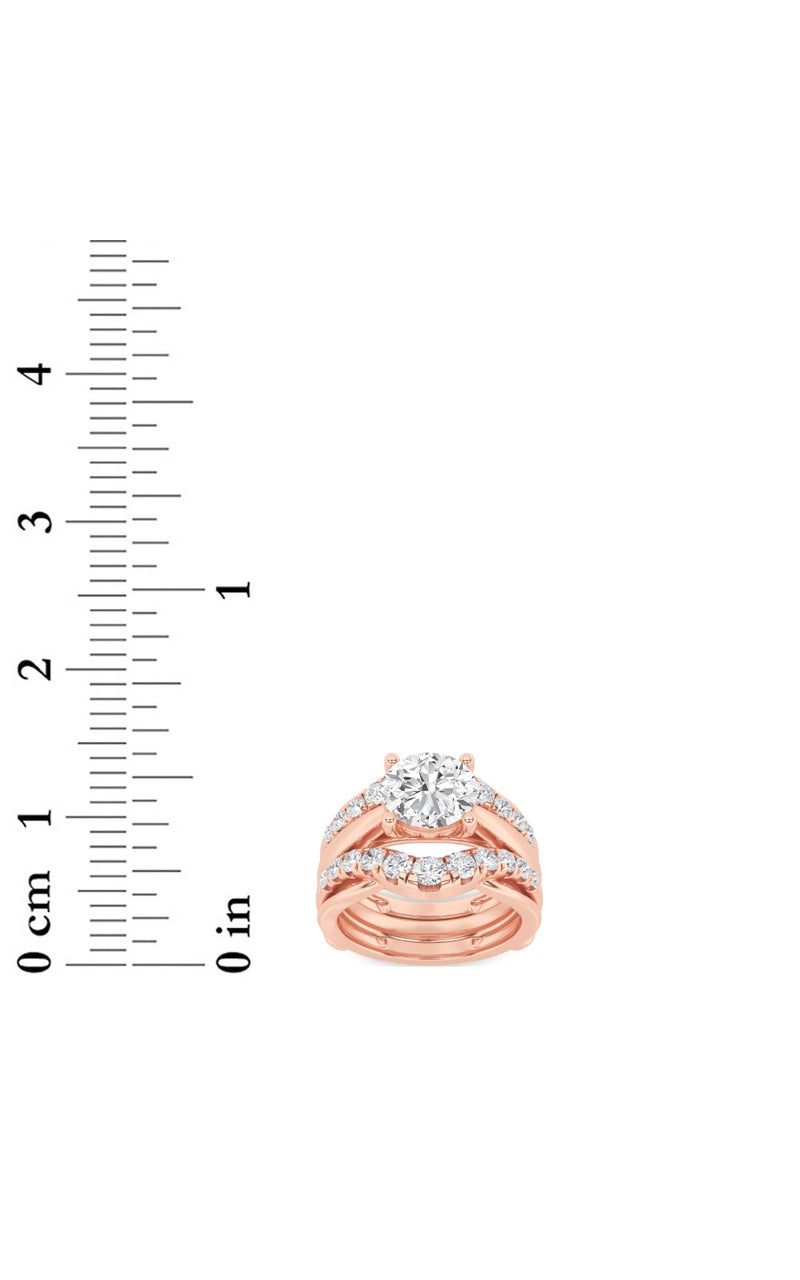3CTW Round Shaped Lab Grown Diamond (F/VS) Insert Jacket Ring in 14K Gold