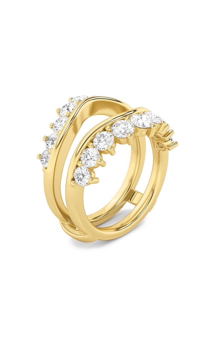 2Cttw Round Shaped Lab Grown Diamond (F/VS) InsertJacket Ring in 14K Gold