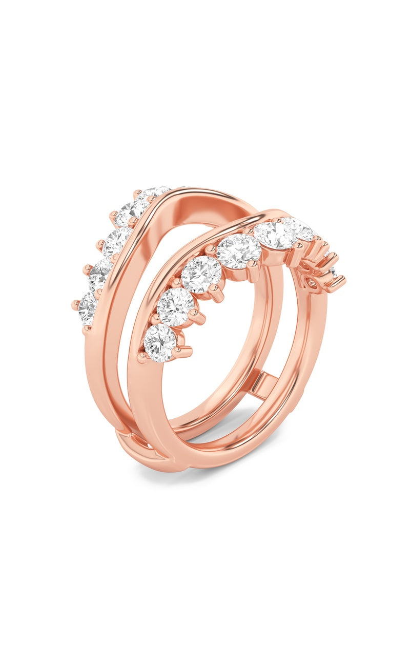 2Cttw Round Shaped Lab Grown Diamond (F/VS) InsertJacket Ring in 14K Gold