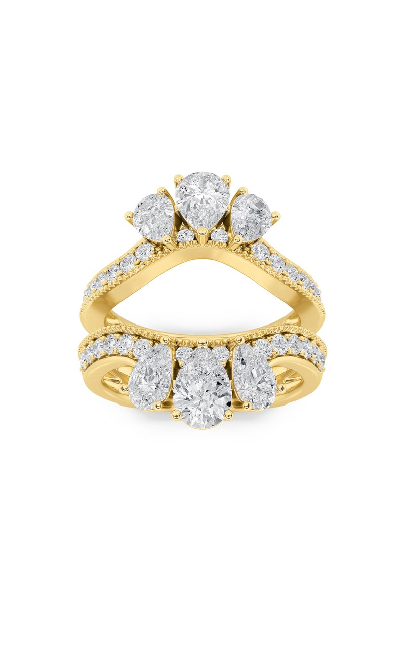 2Cttw Pear Shaped Lab Grown Diamond (F/VS) InsertJacket Ring in 14K Gold