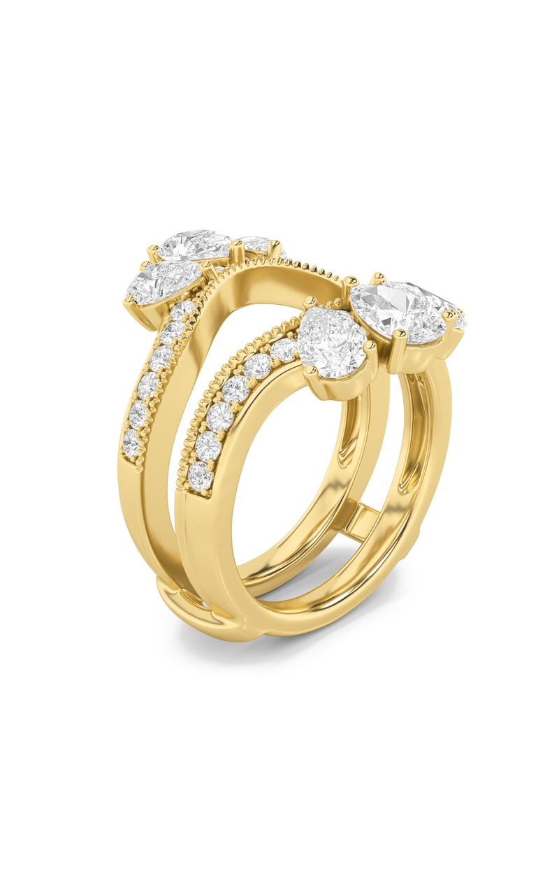 2Cttw Pear Shaped Lab Grown Diamond (F/VS) InsertJacket Ring in 14K Gold