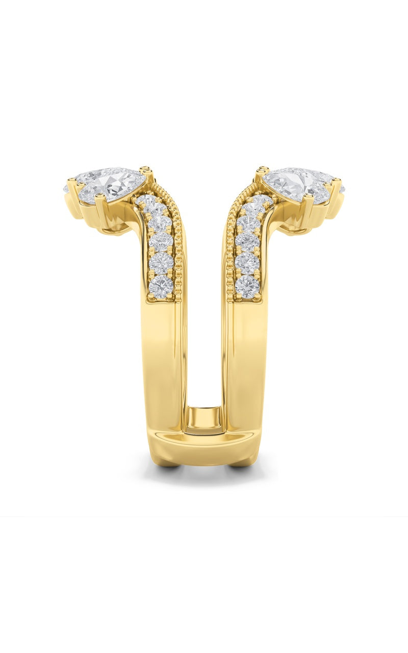 2Cttw Pear Shaped Lab Grown Diamond (F/VS) InsertJacket Ring in 14K Gold