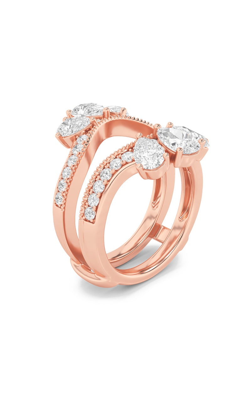 2Cttw Pear Shaped Lab Grown Diamond (F/VS) InsertJacket Ring in 14K Gold