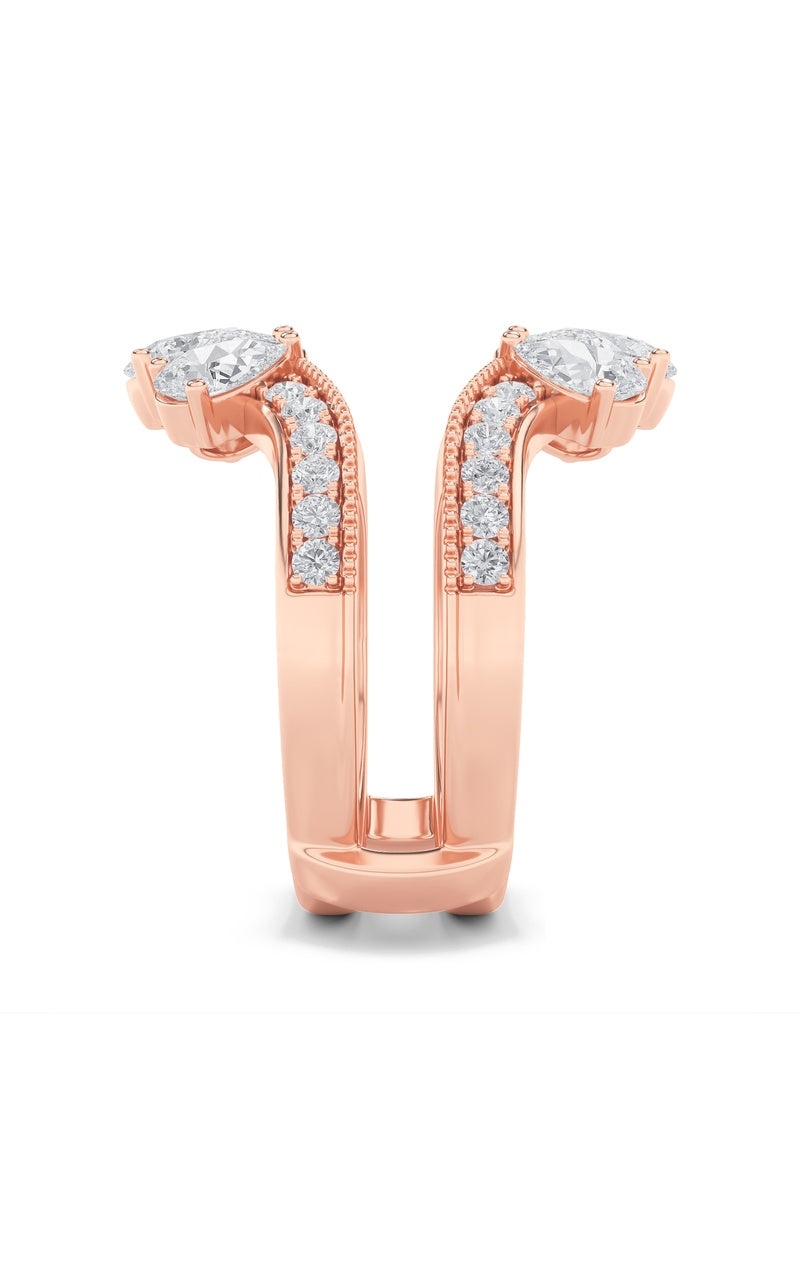2Cttw Pear Shaped Lab Grown Diamond (F/VS) InsertJacket Ring in 14K Gold