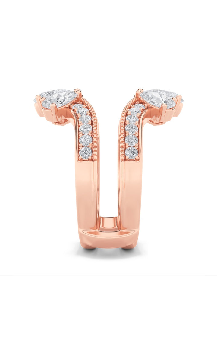 2Cttw Pear Shaped Lab Grown Diamond (F/VS) InsertJacket Ring in 14K Gold