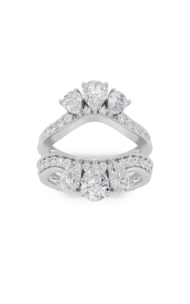 2.25CTW Pear Shaped Lab Grown Diamond (F/VS) Insert Jacket Ring in 14K Gold