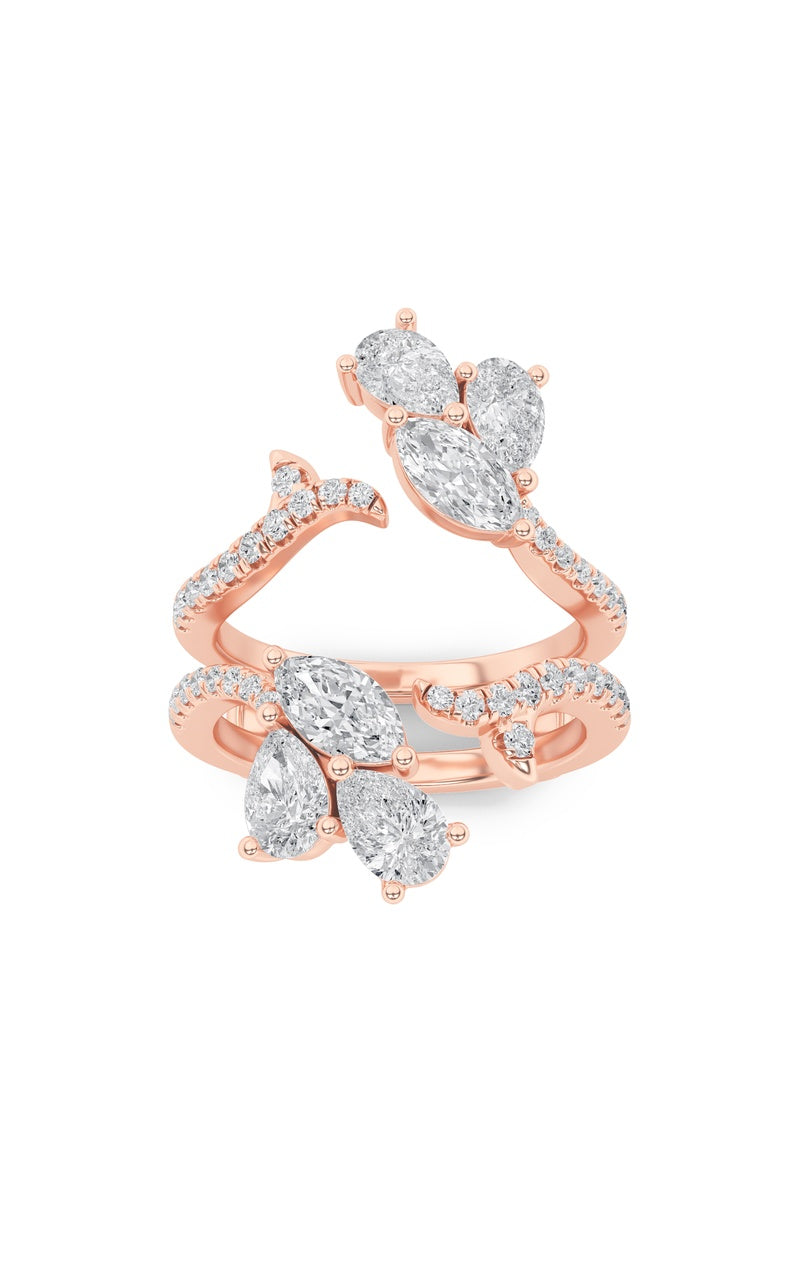 2Cttw Marquise Shaped Lab Grown Diamond (F/VS) Insert Jacket Ring in 14K Gold