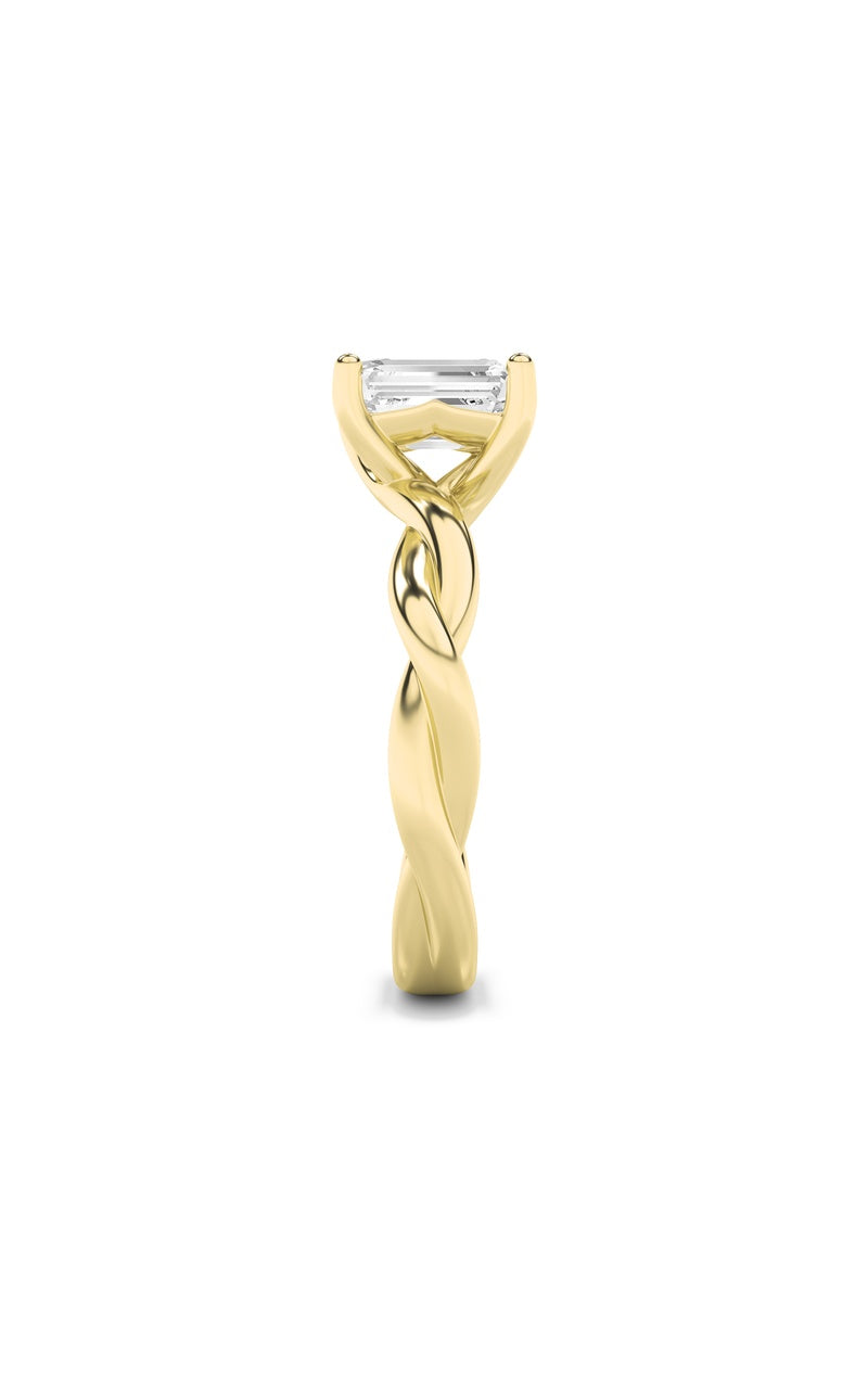 2CTW Emerald Shaped Lab Grown Diamond (F/VS) Twisted Shank Solitaire Engagement Ring in 14K Gold