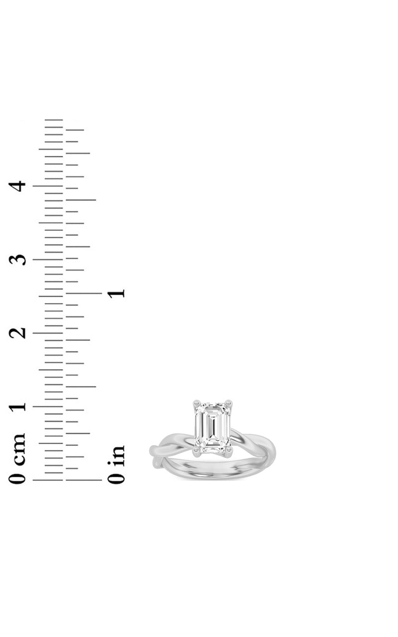 3CTW Emerald Shaped Lab Grown Diamond (F/VS) Twisted Shank Solitaire Engagement Ring in 14K Gold