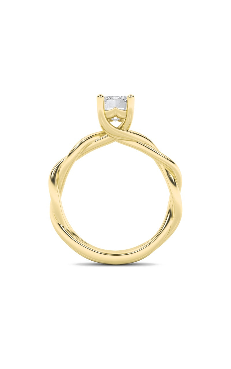 3CTW Emerald Shaped Lab Grown Diamond (F/VS) Twisted Shank Solitaire Engagement Ring in 14K Gold