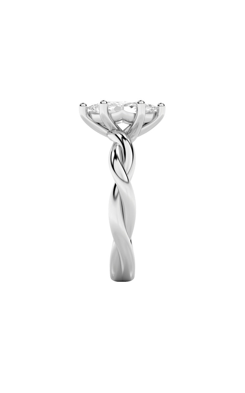 1CTW Marquise Shaped Lab Grown Diamond (F/VS) Twisted Shank Solitaire Engagement Ring in 14K Gold