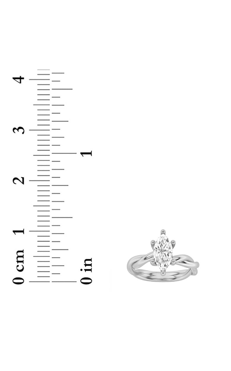 1CTW Marquise Shaped Lab Grown Diamond (F/VS) Twisted Shank Solitaire Engagement Ring in 14K Gold
