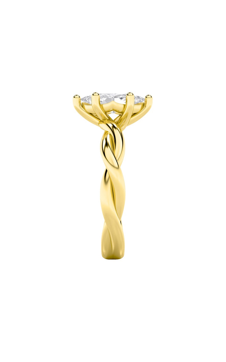 1.5Cttw Marquise Shaped Lab Grown Diamond (F/VS) Twisted Shank Solitaire Engagement Ring in 14K Gold