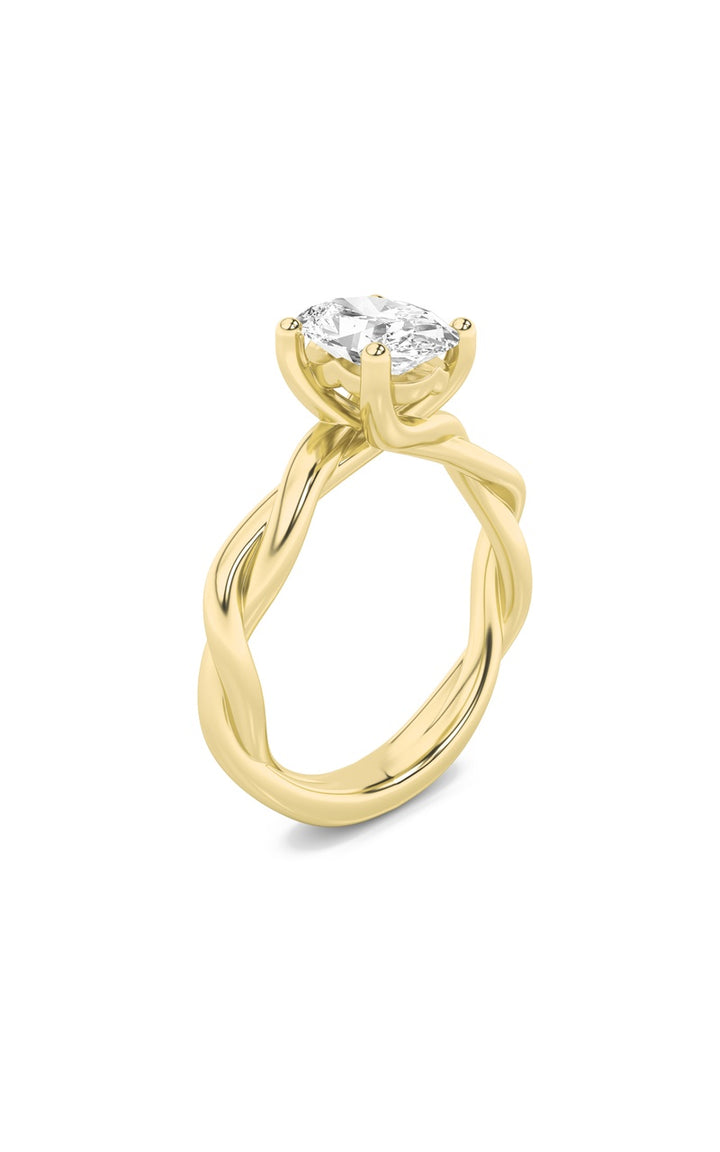2.5CTW Oval Shaped Lab Grown Diamond (F/VS) Twisted Shank Solitaire Engagement Ring in 14K Gold