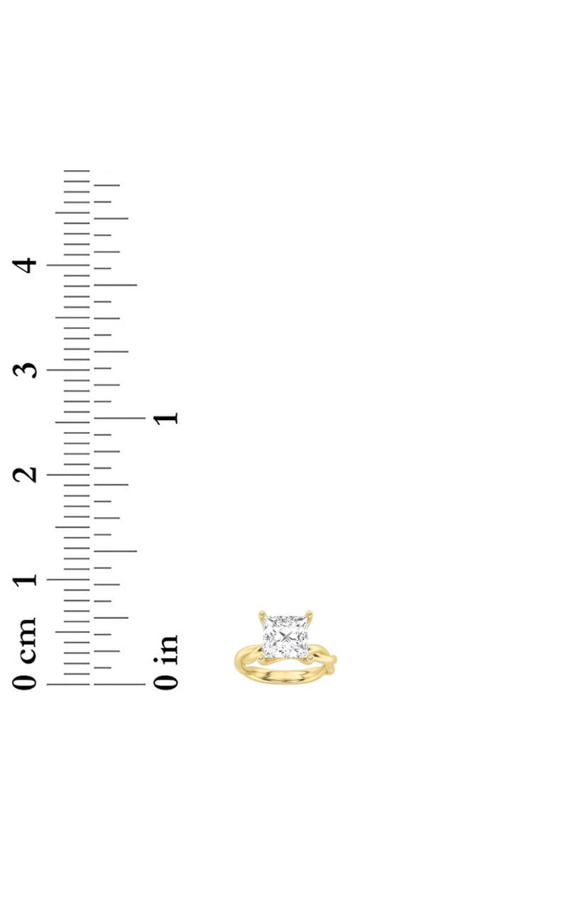 1CTW Princess Shaped Lab Grown Diamond (F/VS) Twisted Shank Solitaire Engagement Ring in 14K Gold