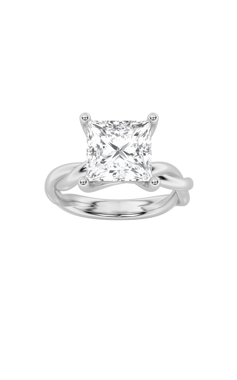2Cttw Princess Shaped Lab Grown Diamond (F/VS) Twisted Shank Solitaire Engagement Ring in 14K Gold
