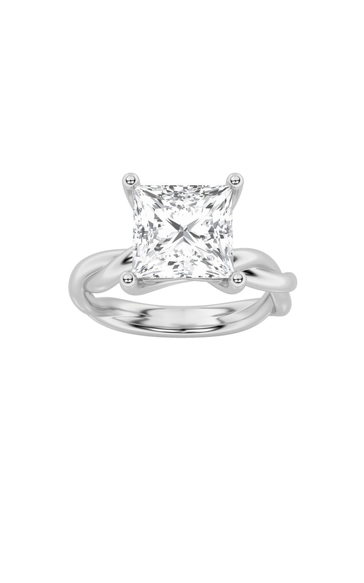2Cttw Princess Shaped Lab Grown Diamond (F/VS) Twisted Shank Solitaire Engagement Ring in 14K Gold