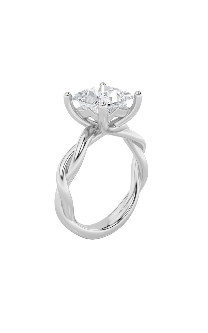 2CTW Princess Shaped Lab Grown Diamond (F/VS) Twisted Shank Solitaire Engagement Ring in 14K Gold