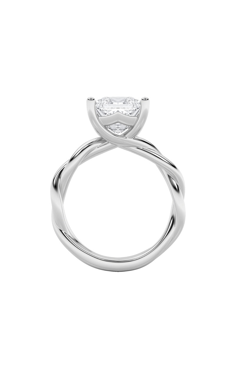 2CTW Princess Shaped Lab Grown Diamond (F/VS) Twisted Shank Solitaire Engagement Ring in 14K Gold