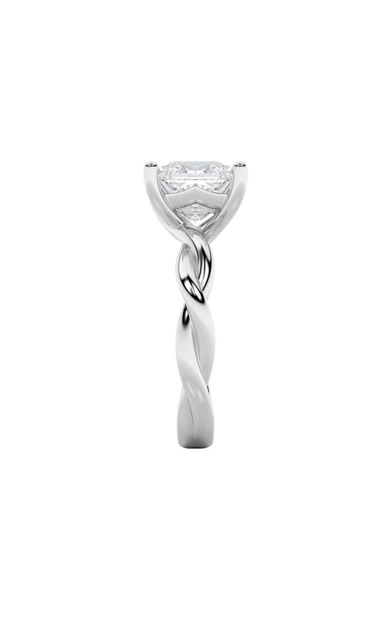 2Cttw Princess Shaped Lab Grown Diamond (F/VS) Twisted Shank Solitaire Engagement Ring in 14K Gold