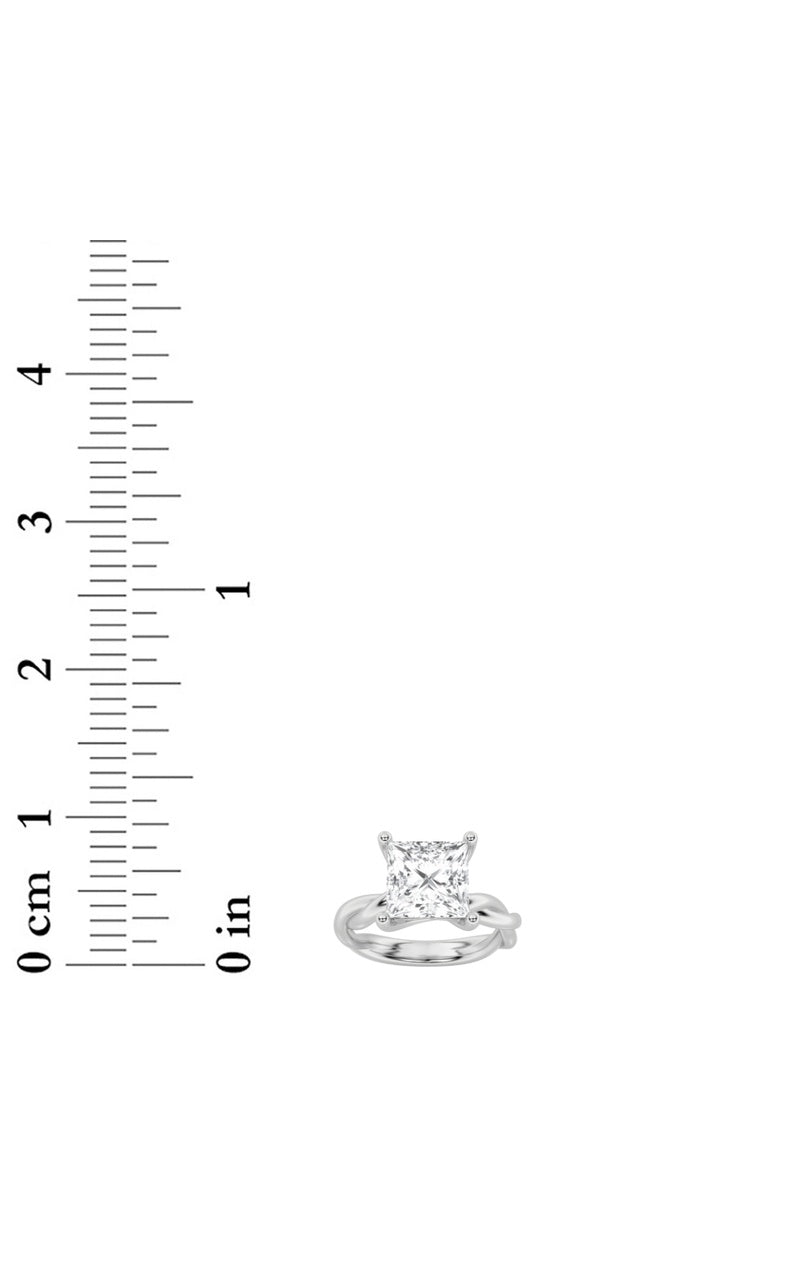 2CTW Princess Shaped Lab Grown Diamond (F/VS) Twisted Shank Solitaire Engagement Ring in 14K Gold