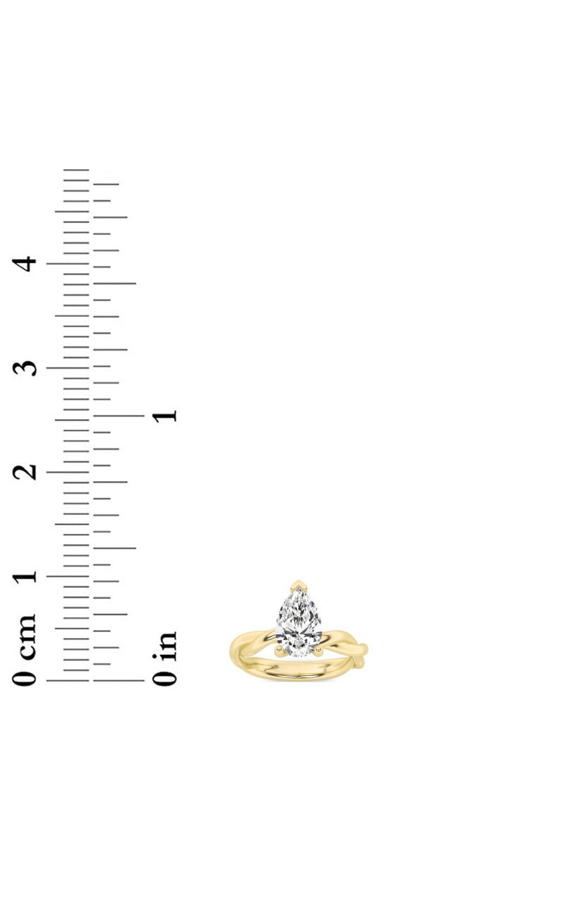 1CTW Pear Shaped Lab Grown Diamond (F/VS) Twisted Shank Solitaire Engagement Ring in 14K Gold