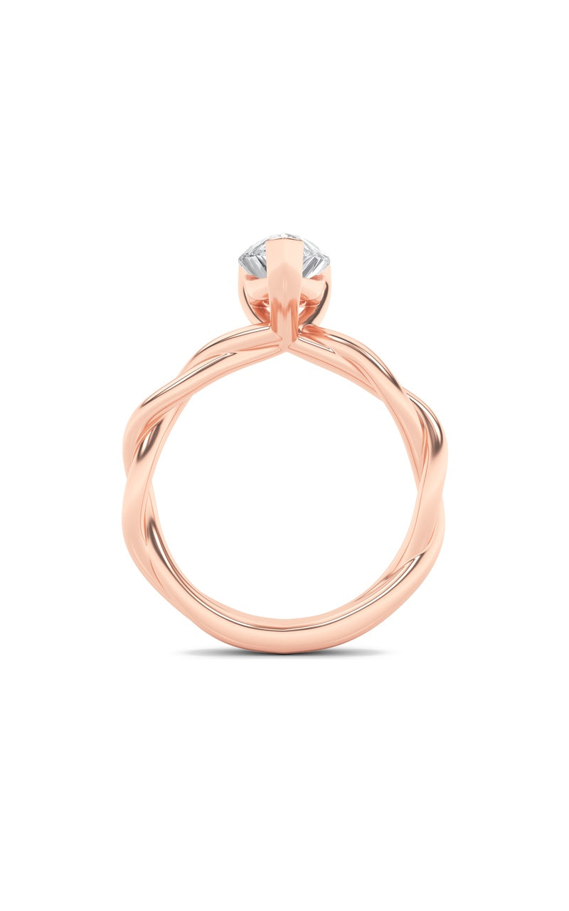 1.5Cttw Pear Shaped Lab Grown Diamond (F/VS) Twisted Shank Solitaire Engagement Ring in 14K Gold