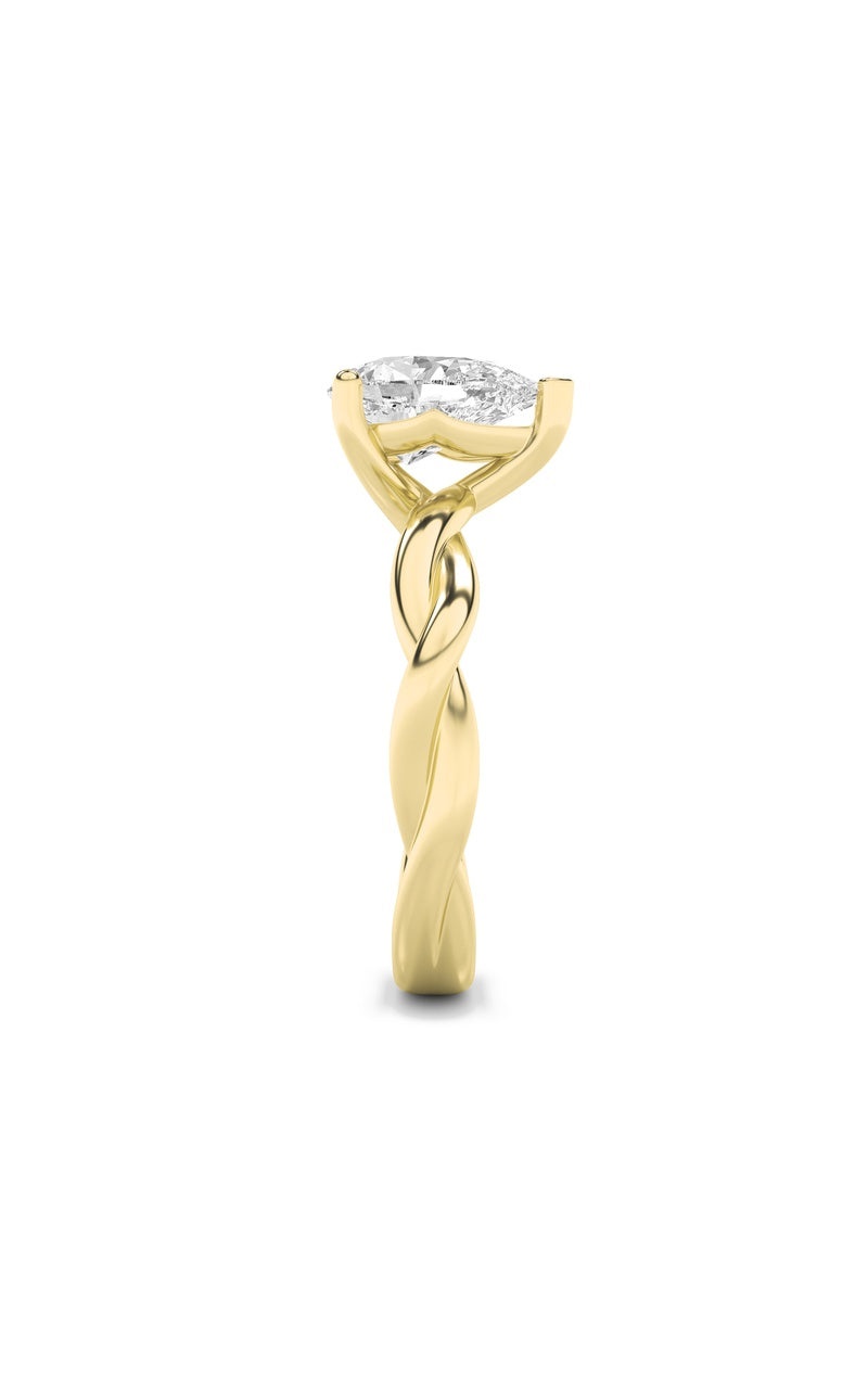 2Cttw Pear Shaped Lab Grown Diamond (F/VS) Twisted Shank Solitaire Engagement Ring in 14K Gold