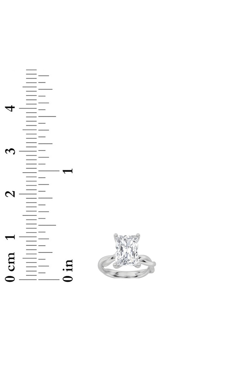 3CTW Radiant Shaped Lab Grown Diamond (F/VS) Twisted Shank Solitaire Engagement Ring in 14K Gold