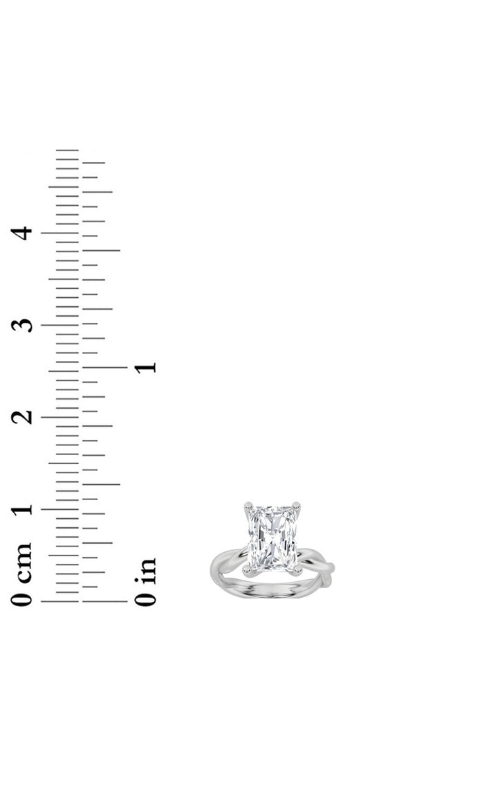 3CTW Radiant Shaped Lab Grown Diamond (F/VS) Twisted Shank Solitaire Engagement Ring in 14K Gold