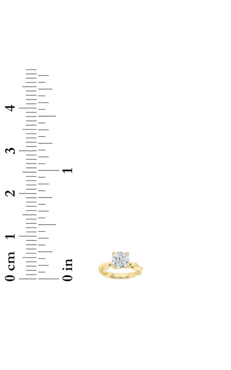 1CTW Round Shaped Lab Grown Diamond (F/VS) Twisted Shank Solitaire Engagement Ring in 14K Gold