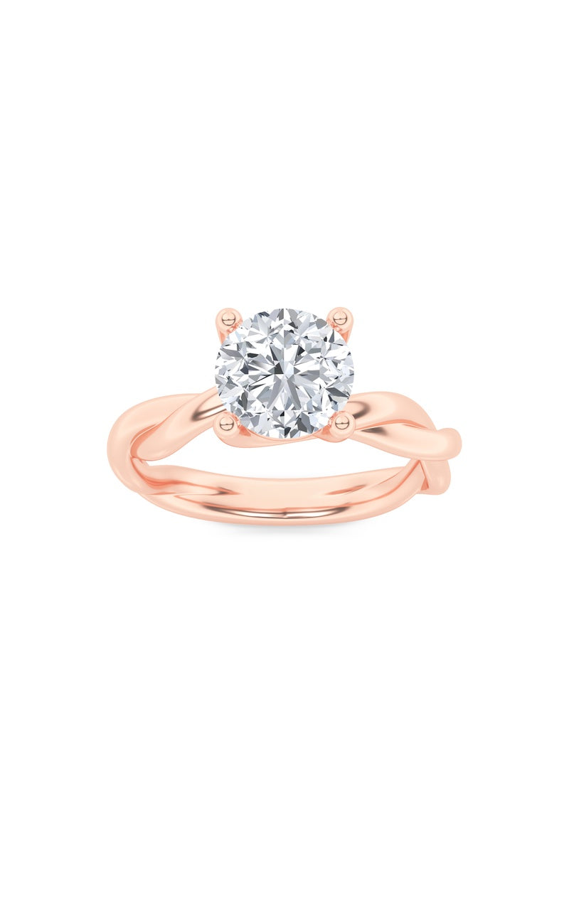 1.5CTW Round Shaped Lab Grown Diamond (F/VS) Twisted Shank Solitaire Engagement Ring in 14K Gold