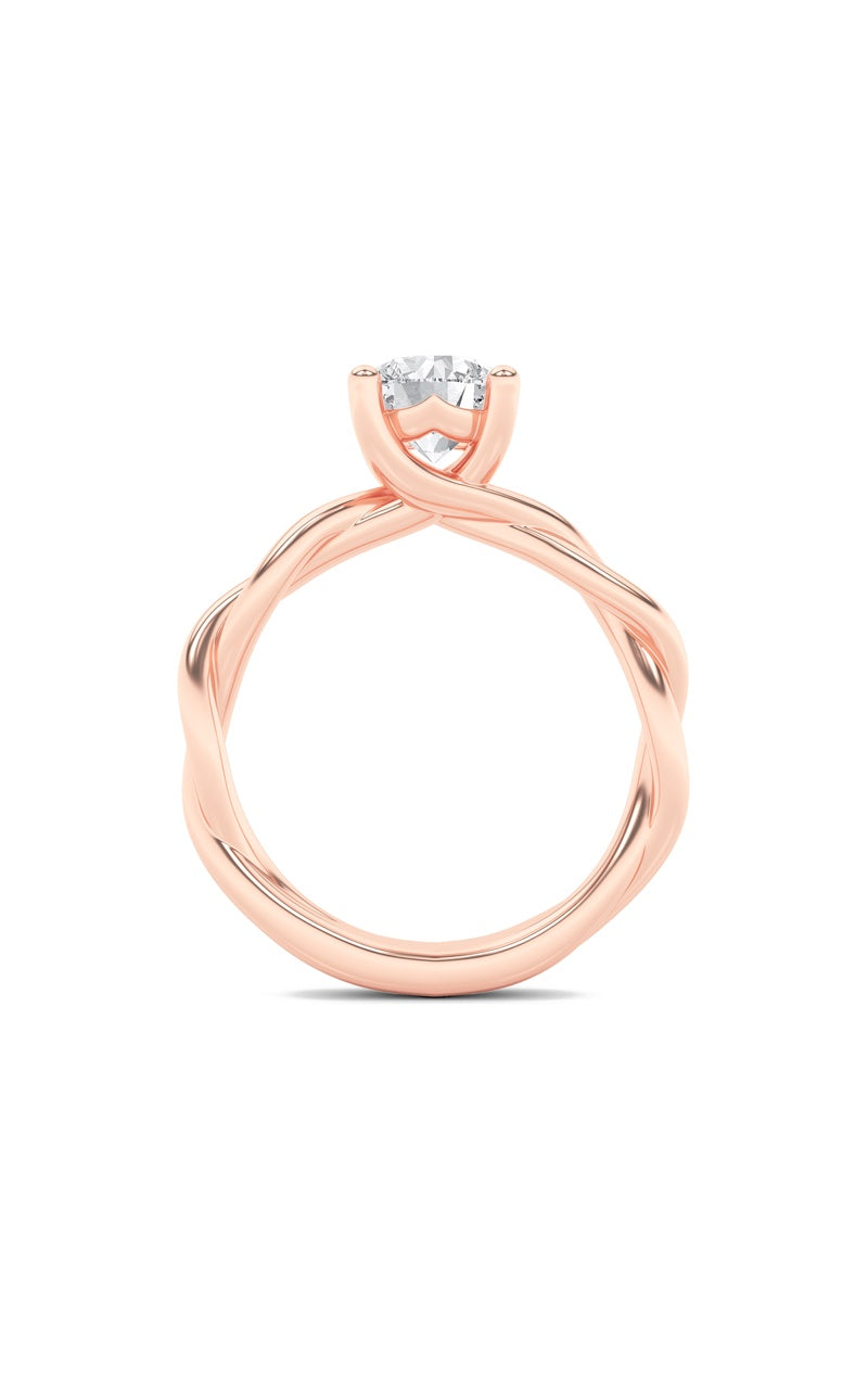 1.5Cttw Round Shaped Lab Grown Diamond (F/VS) Twisted Shank Solitaire Engagement Ring in 14K Gold