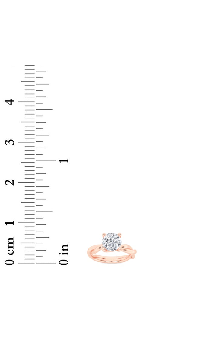 1.5CTW Round Shaped Lab Grown Diamond (F/VS) Twisted Shank Solitaire Engagement Ring in 14K Gold