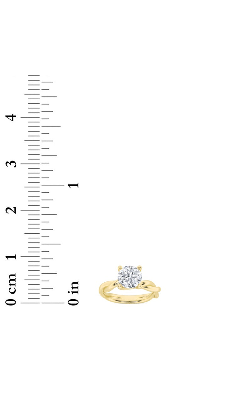 2CTW Round Shaped Lab Grown Diamond (F/VS) Twisted Shank Solitaire Engagement Ring in 14K Gold