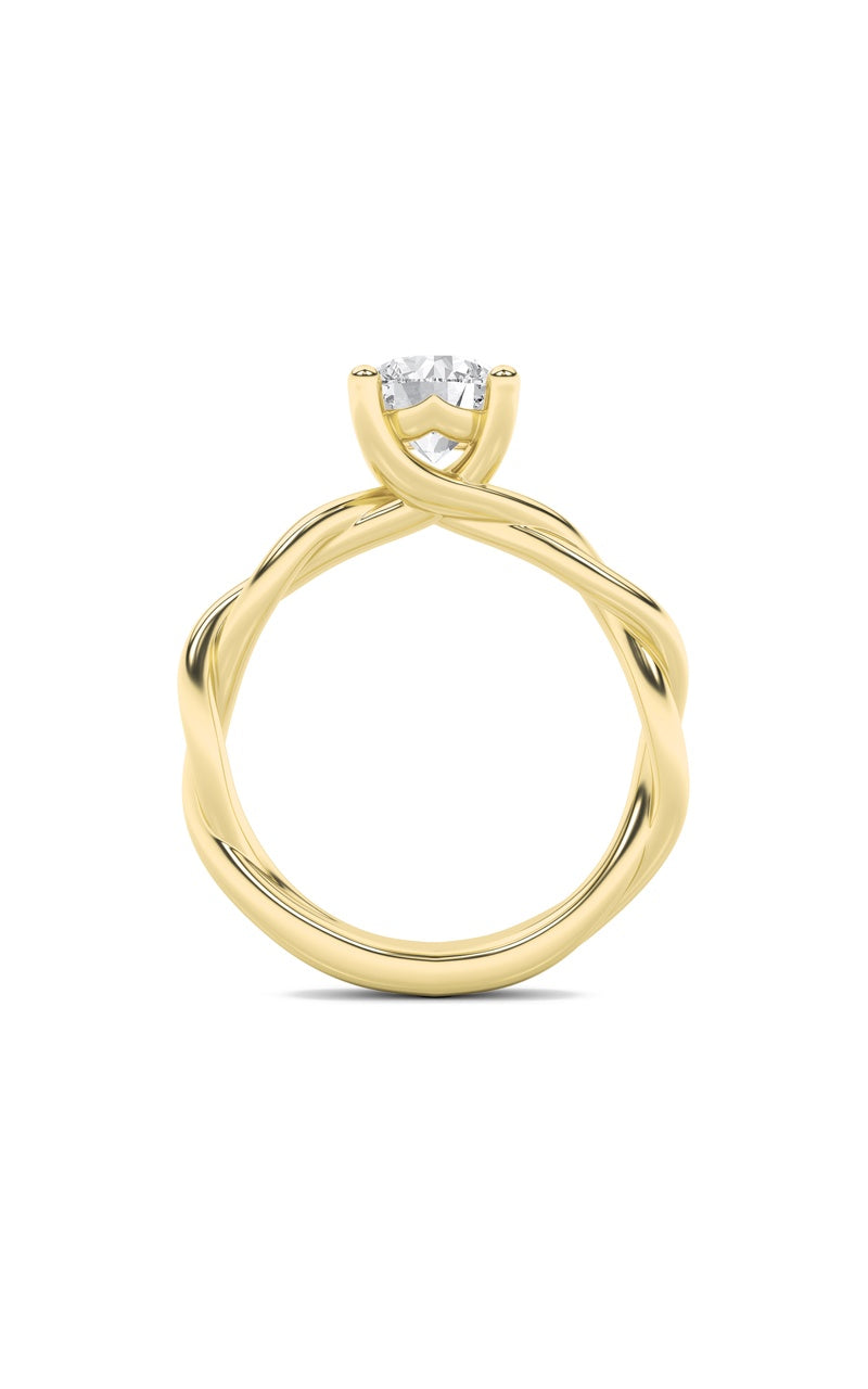 2CTW Round Shaped Lab Grown Diamond (F/VS) Twisted Shank Solitaire Engagement Ring in 14K Gold