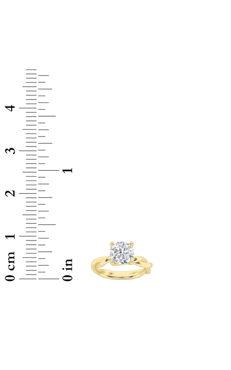 2.5CTW Round Shaped Lab Grown Diamond (F/VS) Twisted Shank Solitaire Engagement Ring in 14K Gold