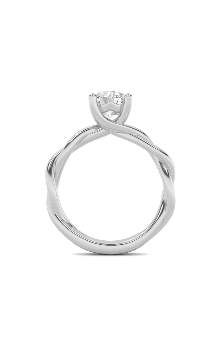 3CTW Round Shaped Lab Grown Diamond (F/VS) Twisted Shank Solitaire Engagement Ring in 14K Gold