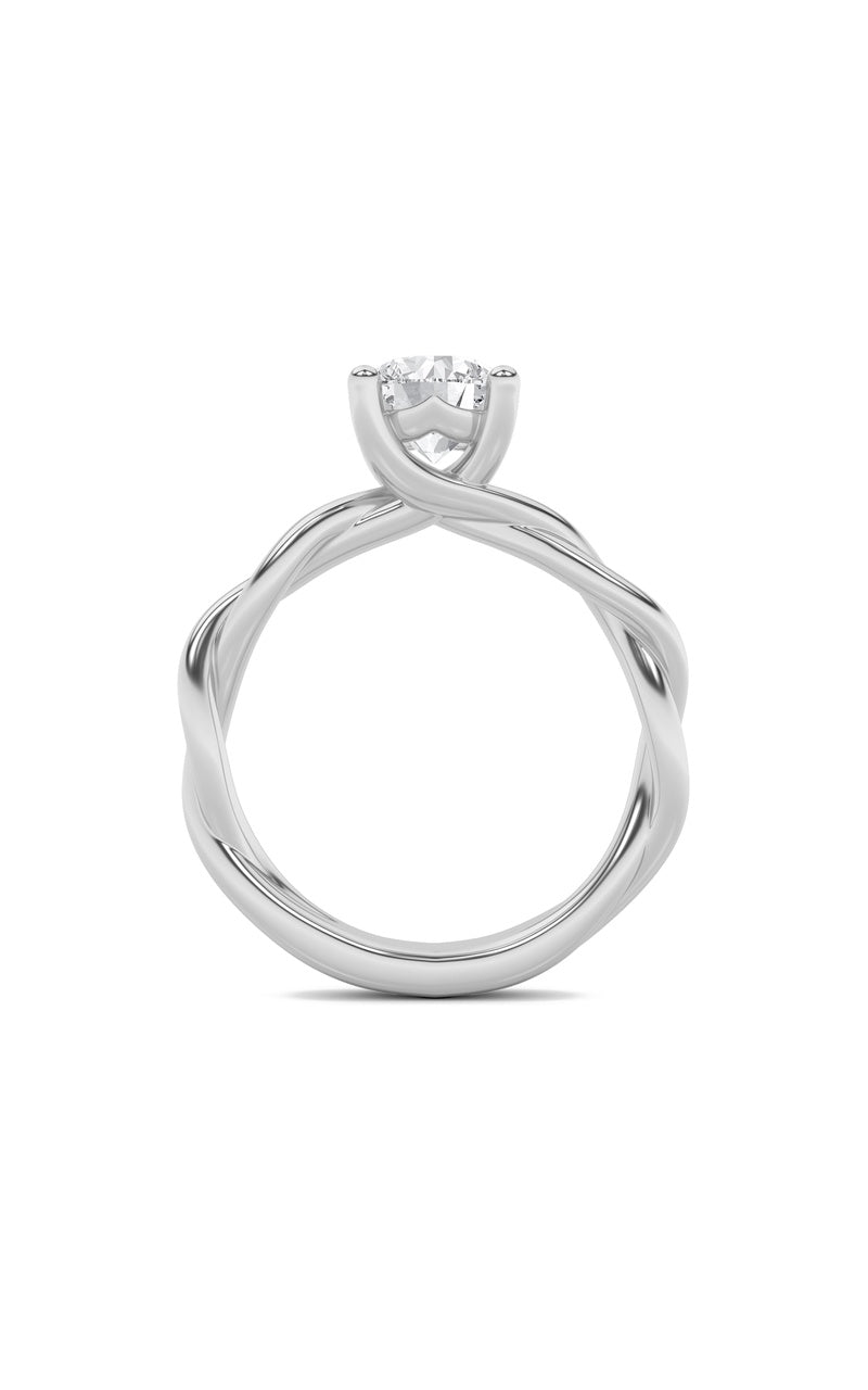 3CTW Round Shaped Lab Grown Diamond (F/VS) Twisted Shank Solitaire Engagement Ring in 14K Gold