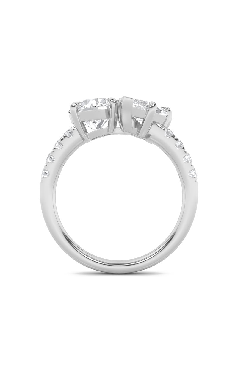 3Cttw Round Shaped Lab Grown Diamond (F/VS) Toi et Moi Engagement Ring in 14K Gold