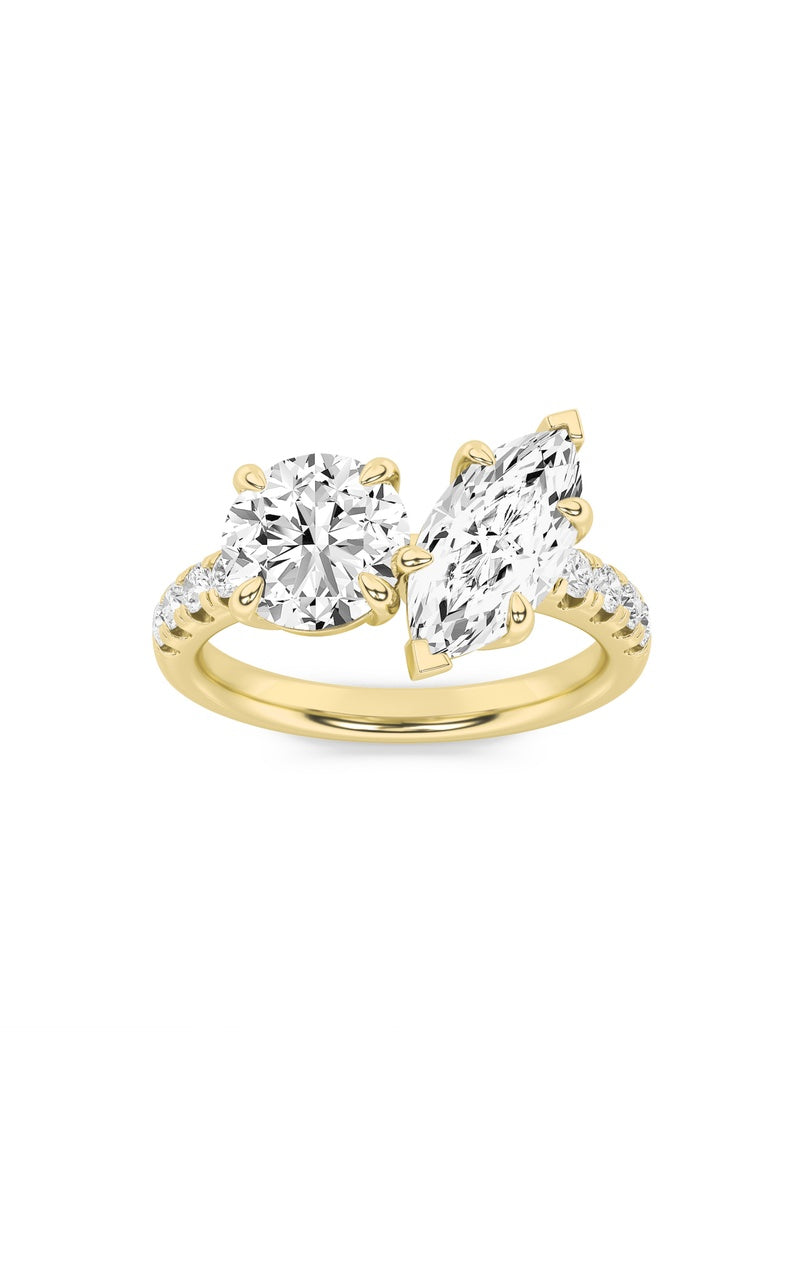 3Cttw Round Shaped Lab Grown Diamond (F/VS) Toi etMoi Engagement Ring in 14K Gold
