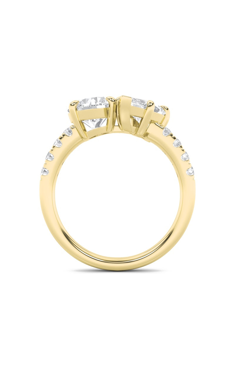 3Cttw Round Shaped Lab Grown Diamond (F/VS) Toi et Moi Engagement Ring in 14K Gold