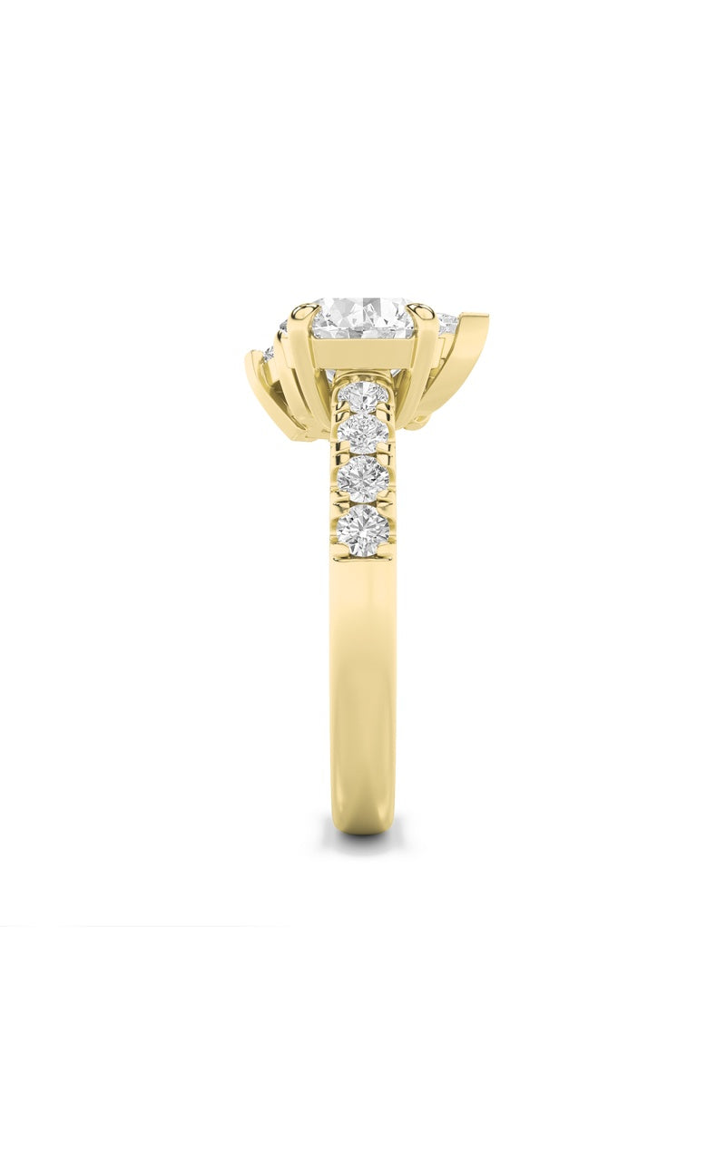 3Cttw Round Shaped Lab Grown Diamond (F/VS) Toi et Moi Engagement Ring in 14K Gold