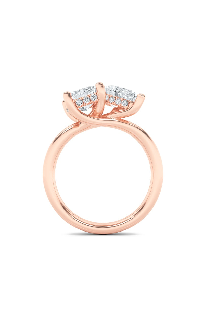 3Cttw Emerald Shaped Lab Grown Diamond (F/VS) Toiet Moi Engagement Ring in 14K Gold