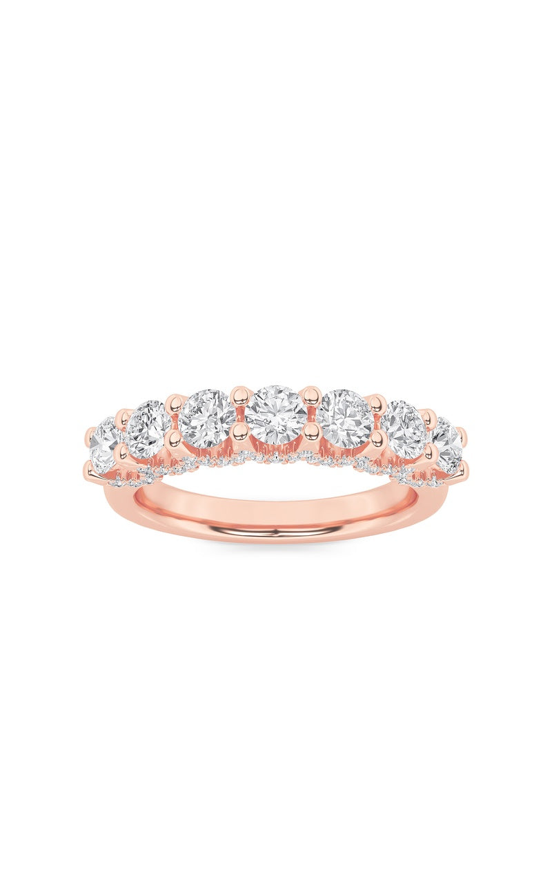 1CTW Round Shaped Lab Grown Diamond (F/VS) Accented Double Halo Set of Band and  Ring in 14K Gold