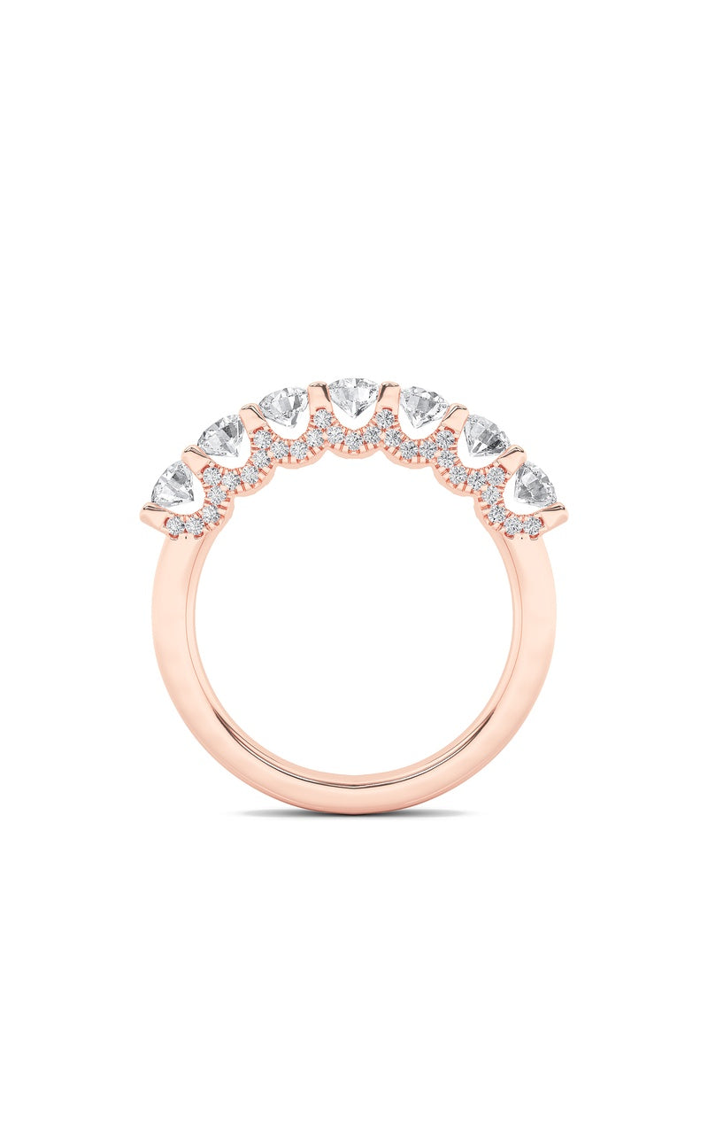 1Cttw Round Shaped Lab Grown Diamond (F/VS) Accented Double Halo Set of Band and  Ring in 14K Gold