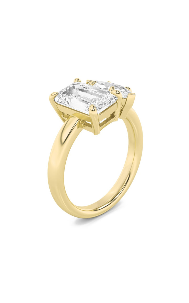 3CTW Emerald Shaped Lab Grown Diamond (F/VS) Toi et Moi Engagement Ring in 14K Gold