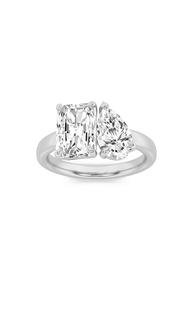 3Cttw Radiant Shaped Lab Grown Diamond (F/VS) Toiet Moi Fashiion Ring in 14K Gold