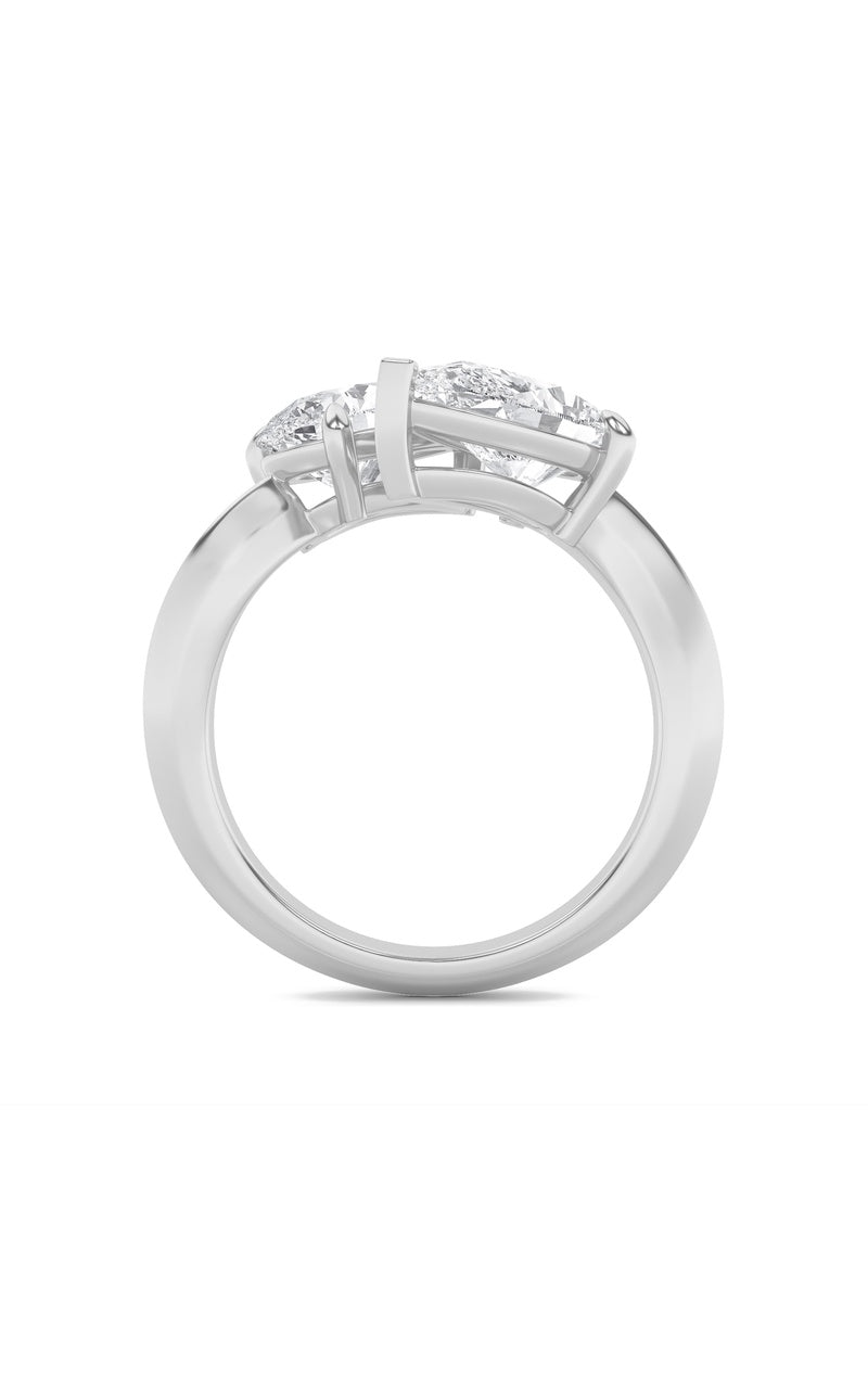 3Cttw Pear Shaped Lab Grown Diamond (G/VS) Toi etMoi Engagement Ring in 14K Gold