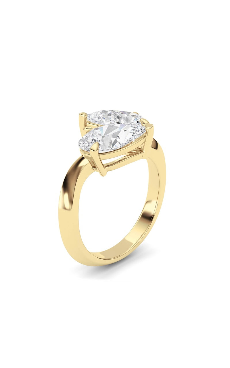 3Cttw Pear Shaped Lab Grown Diamond (G/VS) Toi etMoi Engagement Ring in 14K Gold